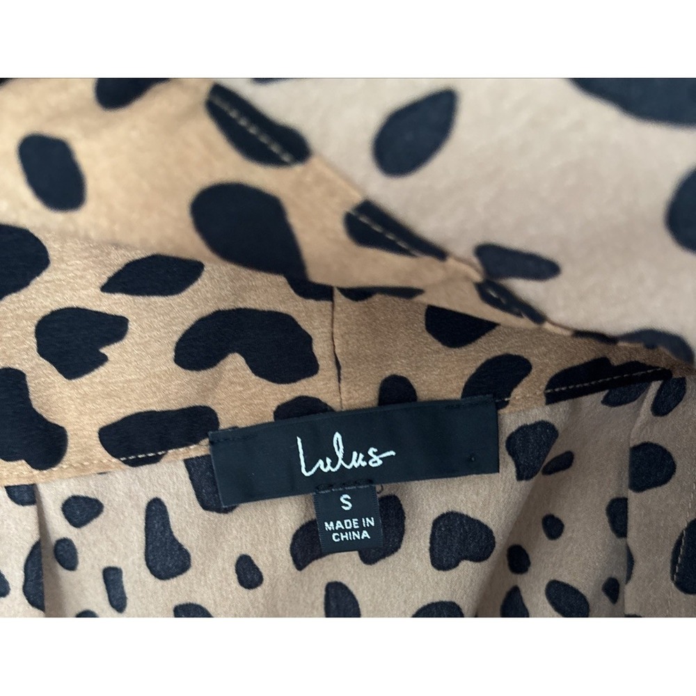 Lulu's Tan Cheetah Animal Print Wrap Midi Skirt Women's Small Tie Bow Waist - Picture 5 of 16